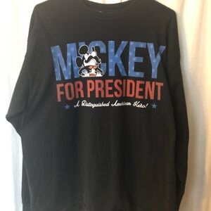 Shirt: long sleeve mickey mouse for president tee xl